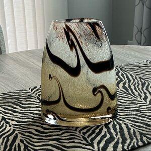 Handcrafted Glass Vase with Artistic Swirls